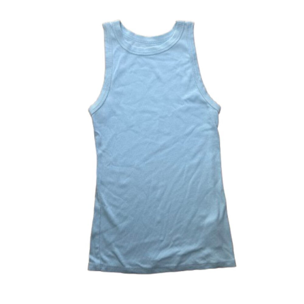 A NEW DAY High Neck Ribbed Tank Top Size Small Light Blue Green Color